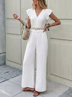 Lace Trim Wide Leg Jumpsuit