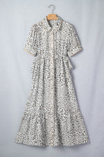 Leopard Print Button-Down Midi Dress