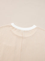 Twisted Ribbed Color Block Trim T Shirt Shift Dress