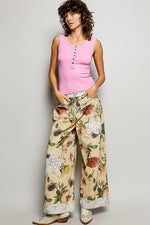 POL Colorful Button Round Neck Ribbed Tank