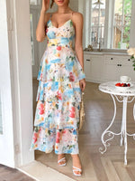 Floral Print Layered Maxi Cami Dress - Ladyez