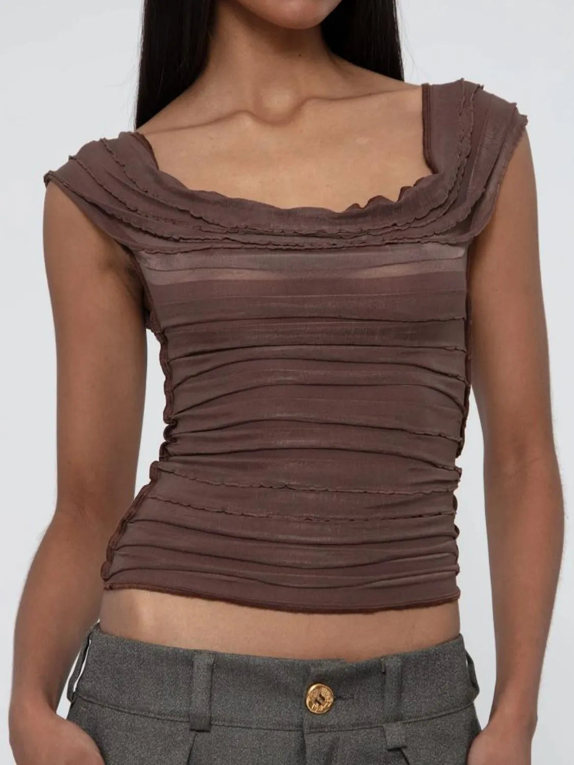 Ruched Solid Tank - Ladyez