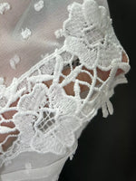 Lace Trimmed Swiss Dot Shirt