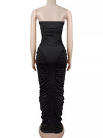 Strapless Ruched Bodycon Maxi Dress