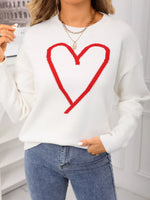 Valentine's Day Heart Graphic Dropped Shoulder Sweater
