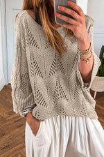 Openwork Round Neck Knit Top