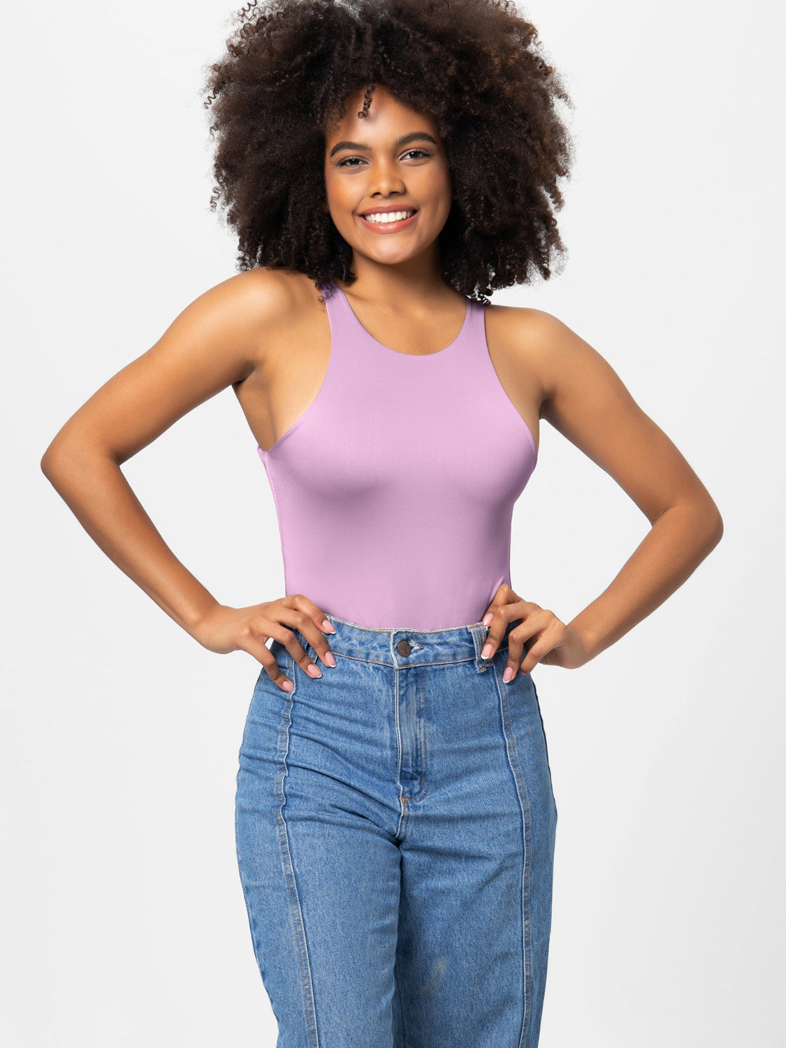 Full Size Round Neck Wide Strap Bodysuit - Ladyez