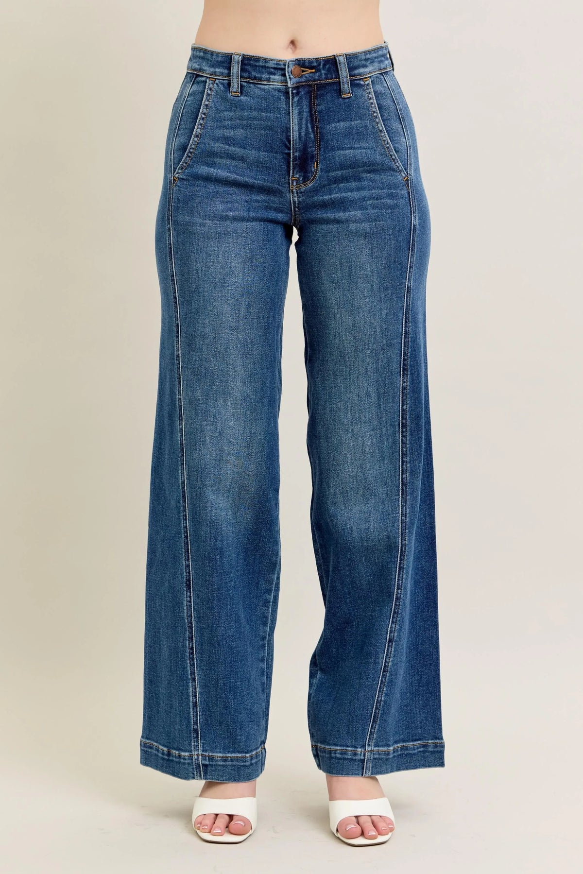 Judy Blue Full Size High Waist Wide Leg Jeans Plus Size - Ladyez