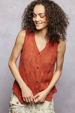 POL Button Down V-Neck Sweater Vest