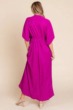 BOMBOM Surplice Maxi Dress with Pockets - Ladyez