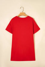 Sequin Trim Stars and Stripes Bow Patched T Shirt Mini Dress
