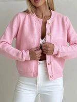 Button Up Texture Knit Cardigan