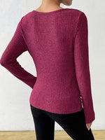 Cowl Neck Ribbed Knit Top