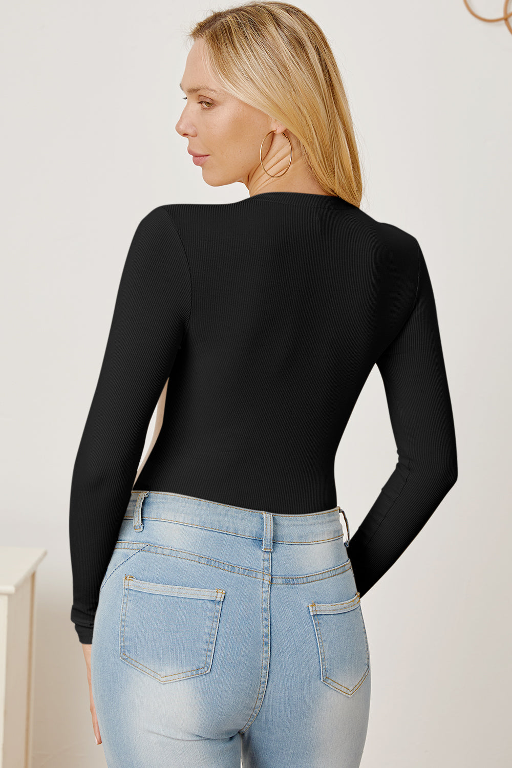 Zip Up Long Sleeve Bodysuit - Ladyez