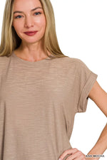 Zenana Slub Cuffed Sleeve Tee