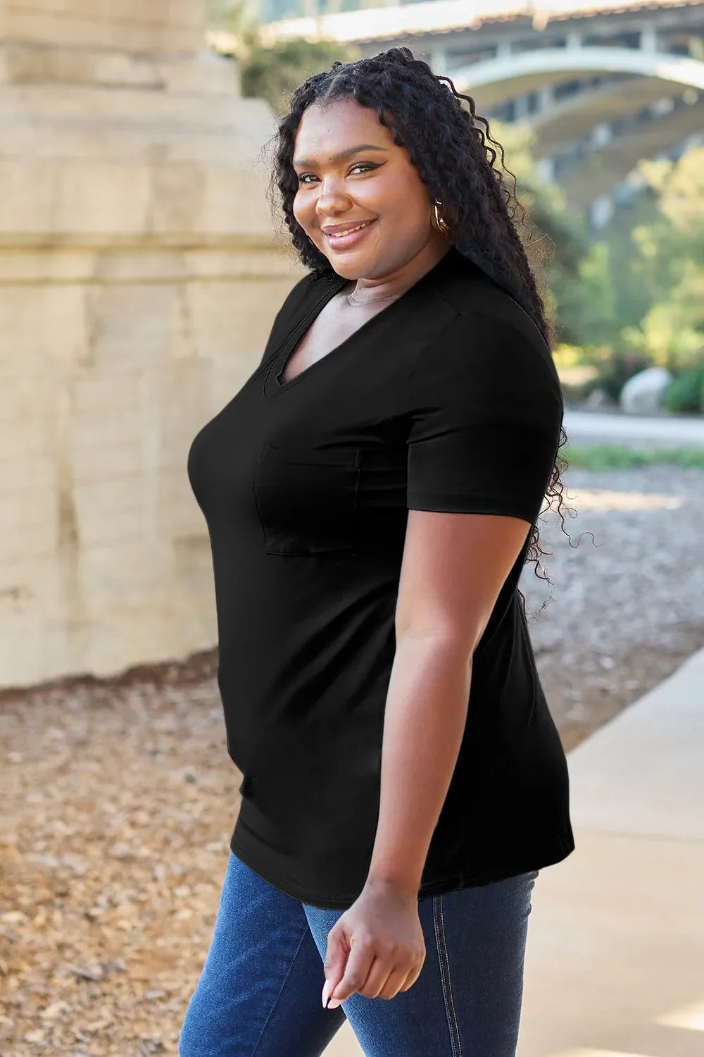 Basic Bae Bamboo Full SizeV-Neck Short Sleeve T-Shirt