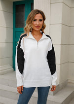 Angel Wings Two-Tone Collared Neck Dropped Shoulder Knit Top