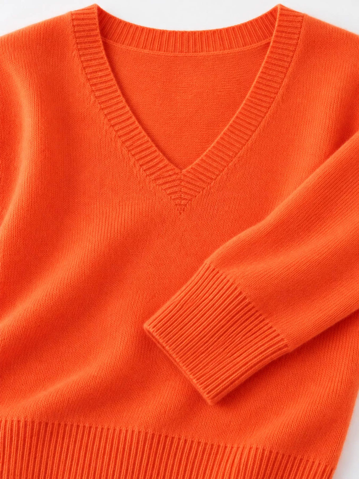 V-Neck Solid Color Sweater