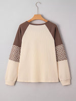 Floral Print Patchwork Color Block Long Sleeve Top