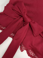 Lace Trim Bell Sleeve Tie Blouse