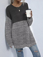 Color Block Long Sleeve Oversized Sweater