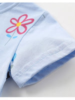 Children's Floral Print Round Neck Top and Shorts Set