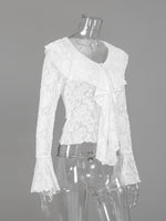 Ruffle Lace Long Sleeve Blouse