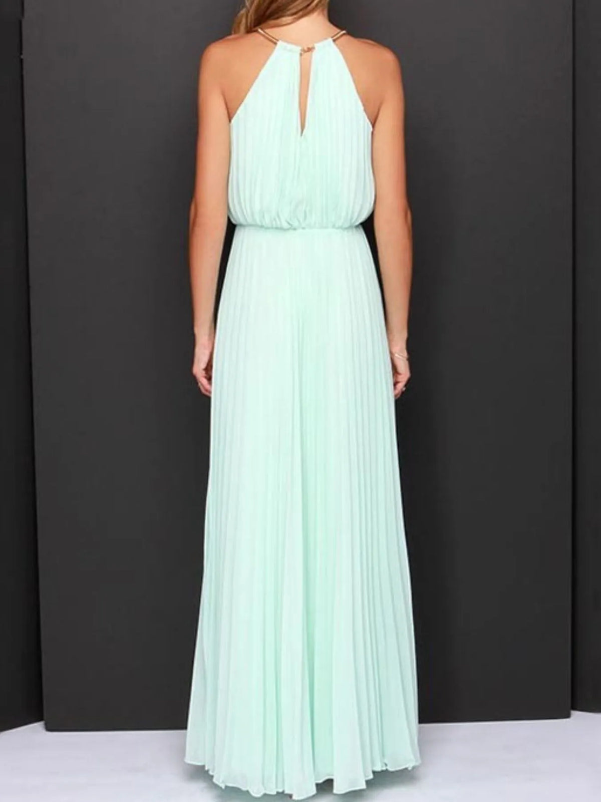 Pleated Sleeveless Maxi Tank Dress - Ladyez