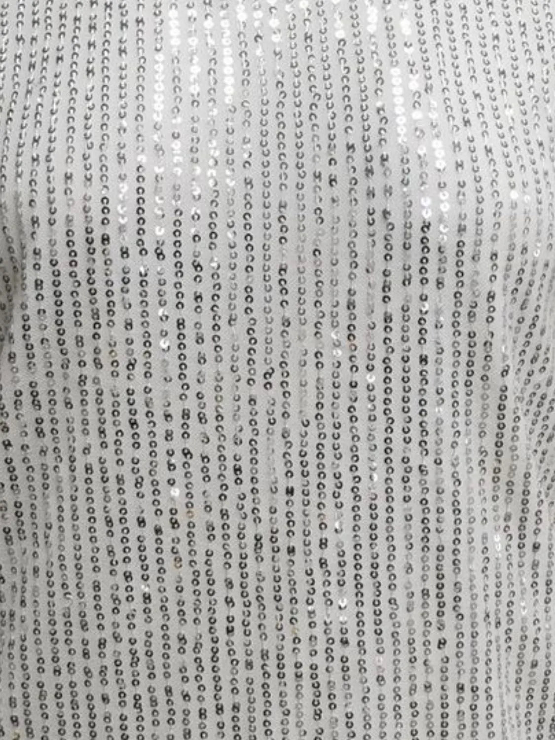 V-Neck Sequin Cap Sleeve Top - Ladyez