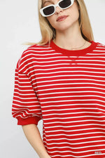 Umgee Striped Short Sleeve Pullover Top