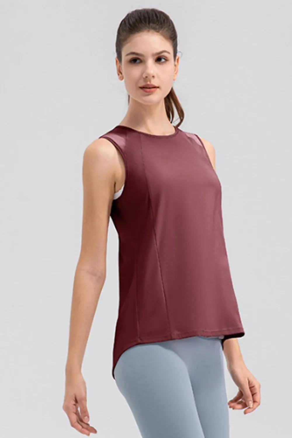 Round Neck Wide strap Active Tank - Ladyez