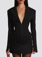 Full Size Blazer-Style Long Sleeve Mini Dress Plus Size