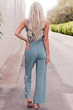 Notched Neck Tank Top and Tie Waist Wide Leg Long Pants Lounge Set - Ladyez