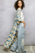 POL Open Front Floral Crochet Longline Cardigan