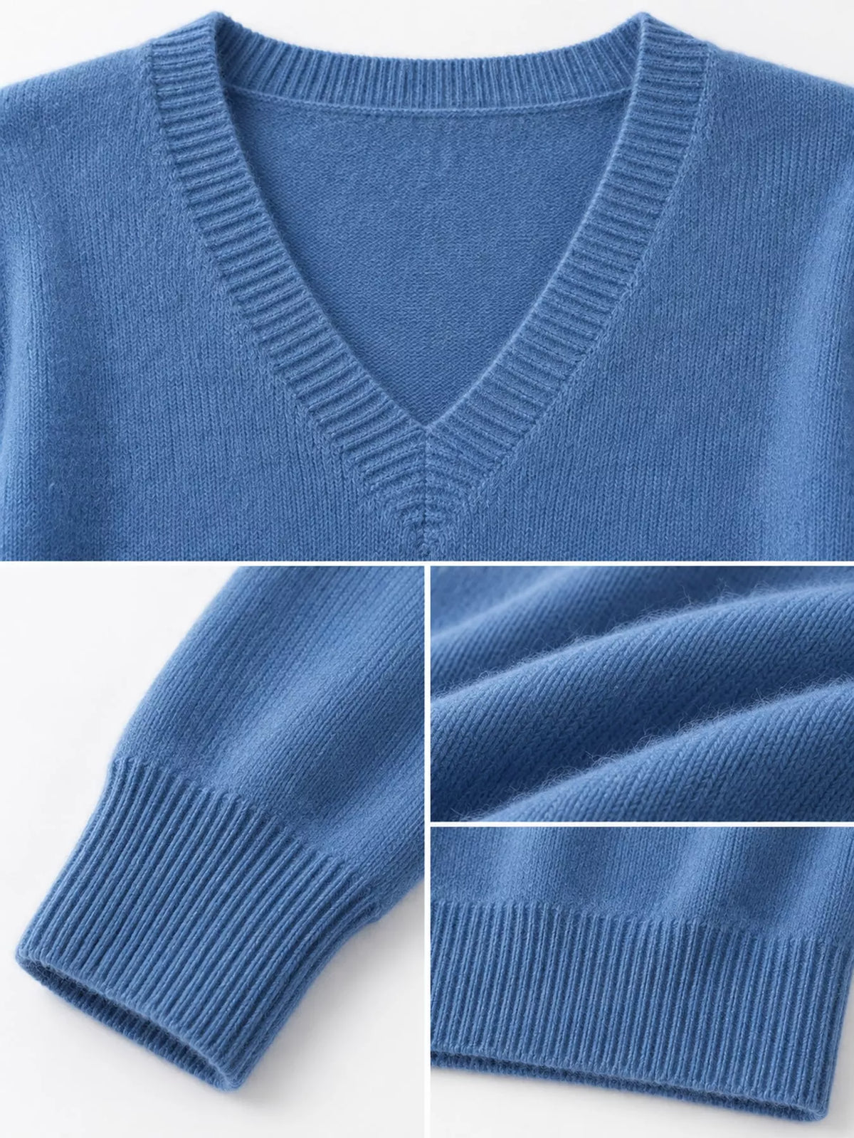 V-Neck Solid Color Sweater