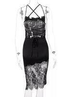 Satin Lace Trim Sleeveless Dress