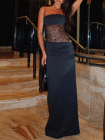 Lace Panel Bodycon Maxi Dress