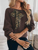 Leopard Bow Dropped Shoulder Sweater