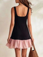 Ruffle Hem Square Neck Mini Dress
