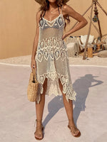 Openwork Scoop Neck Spaghetti Strap Cover-Up Dress - Ladyez