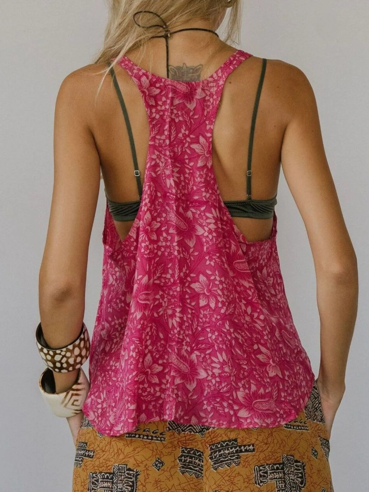 Printed Scoop Neck Tank - Ladyez