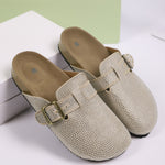 Rhinestone Buckle Accent Slip-Ons
