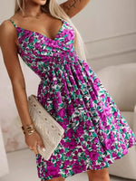 Tropical Print Spaghetti Strap Mini Dress