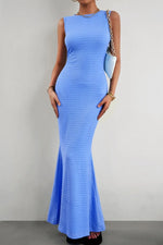 Devine Round Neck Sleeveless Maxi Fishtail Dress - Ladyez