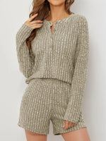 Ribbed Round Neck Top and Shorts Set