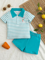 Children's Striped Polo Shirt & Solid Shorts Set