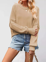 Crew Neck Dropped Shoulder Sweater