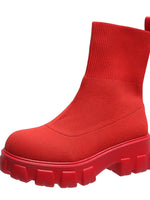 Round Toe Platform Boots - Ladyez