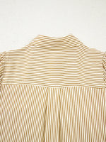 Stripe Collared Neck Cuffed Long Sleeve Drop Waist Mini Dress