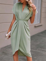 Ruched Surplice Short Sleeve Dress